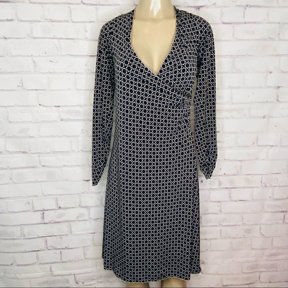 Max Studio Wrap Brown Geometric Print Dress